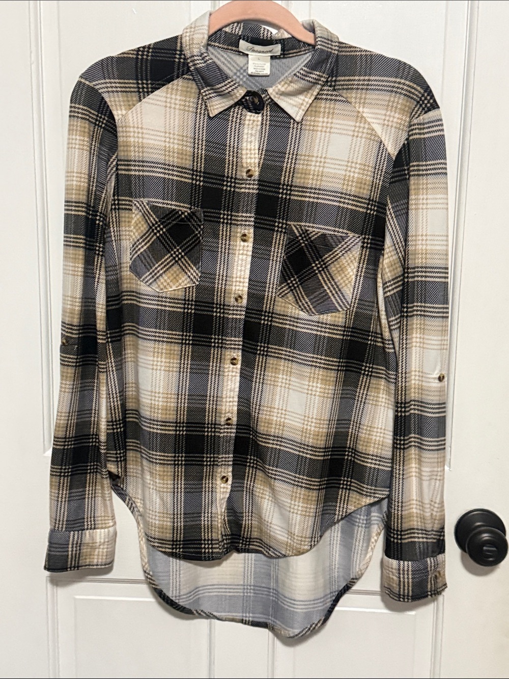 Passport Plaid Button-Down Shirt - Black, Cream & Tan